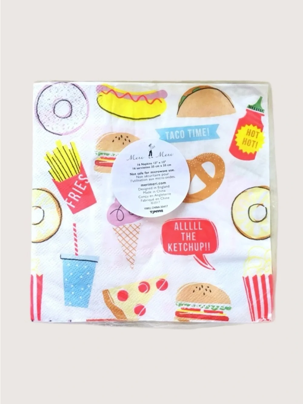 Meri Meri Snack Attack Fun Junk Food Party 16 piece Paper Napkins
